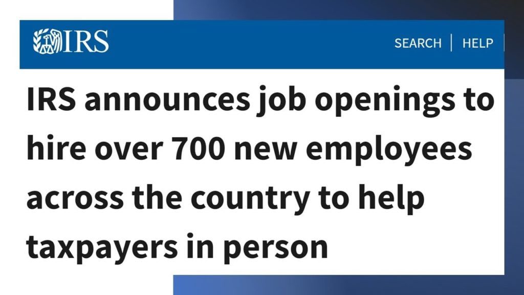 IRS announces job openings to hire over 700 new employees across the country to help taxpayers in person